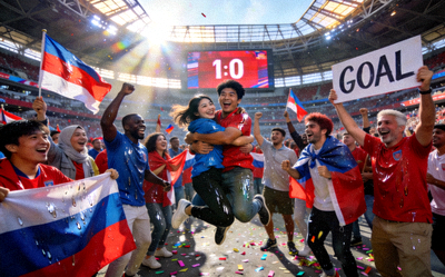 世界杯球迷庆祝进球瞬间照片